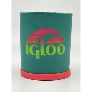 80’s Colored IGLOO Foam Beer Koozie Soda Can Neon Green Cozy Drink Holder USA